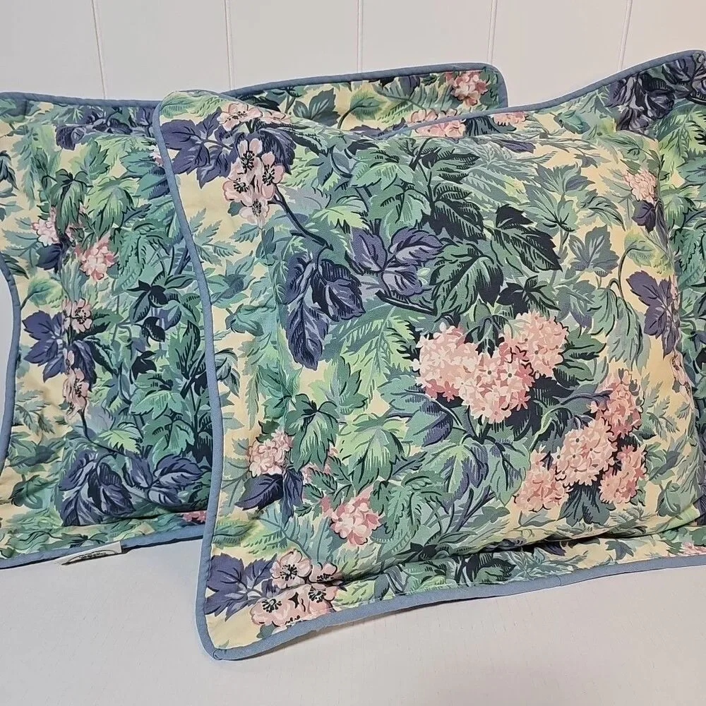 Vtg Laura Ashley Ashborne Decorative Bed Boudoir Throw Pillows Pink Hydrangeas